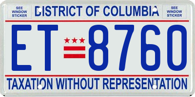 DC license plate ET8760