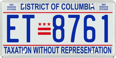 DC license plate ET8761