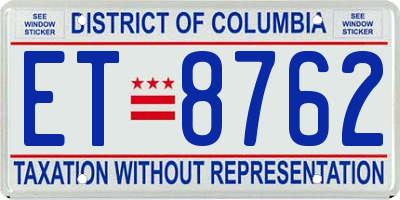 DC license plate ET8762