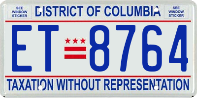 DC license plate ET8764