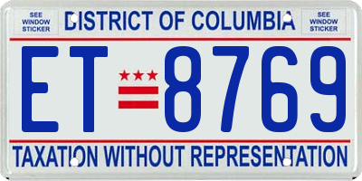 DC license plate ET8769