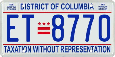 DC license plate ET8770
