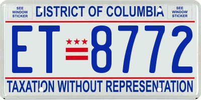 DC license plate ET8772
