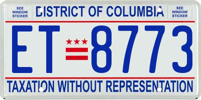 DC license plate ET8773
