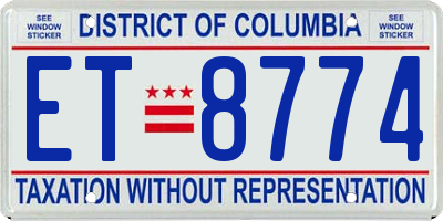 DC license plate ET8774