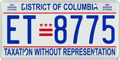 DC license plate ET8775