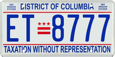 DC license plate ET8777
