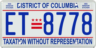 DC license plate ET8778