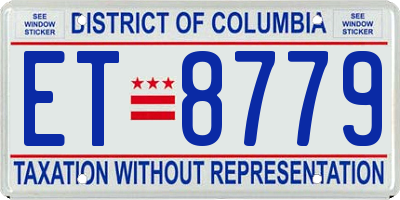 DC license plate ET8779