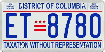 DC license plate ET8780