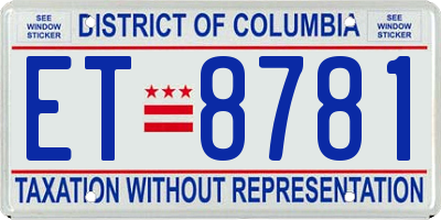 DC license plate ET8781
