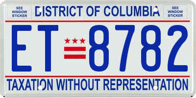 DC license plate ET8782
