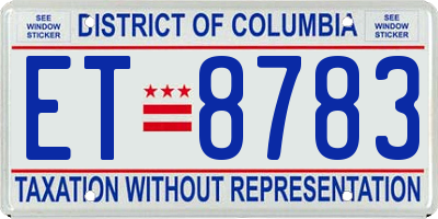 DC license plate ET8783