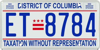 DC license plate ET8784