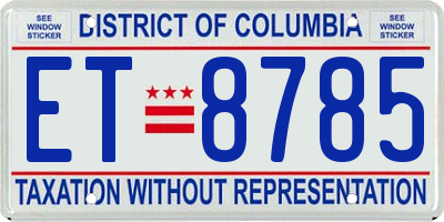DC license plate ET8785