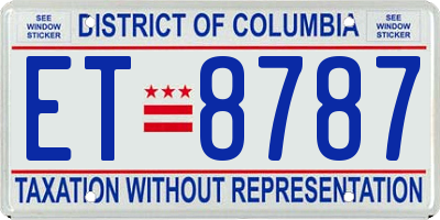 DC license plate ET8787