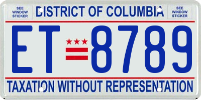 DC license plate ET8789