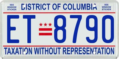 DC license plate ET8790