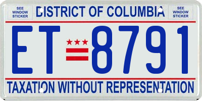 DC license plate ET8791