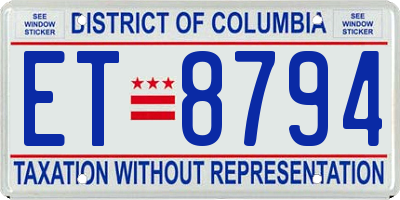 DC license plate ET8794
