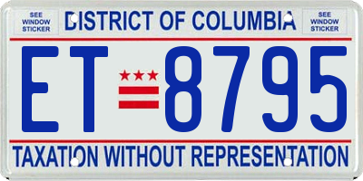 DC license plate ET8795