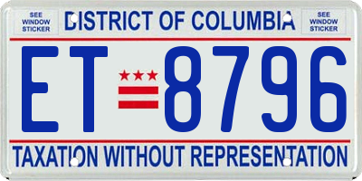 DC license plate ET8796