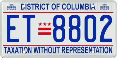 DC license plate ET8802