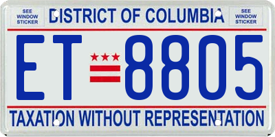 DC license plate ET8805
