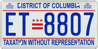 DC license plate ET8807