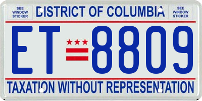 DC license plate ET8809