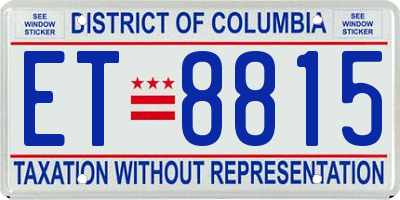 DC license plate ET8815