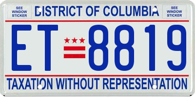 DC license plate ET8819