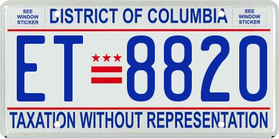 DC license plate ET8820