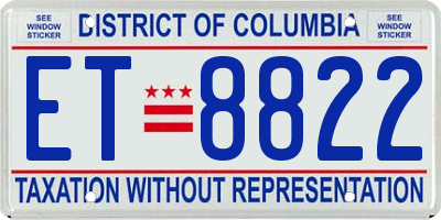 DC license plate ET8822
