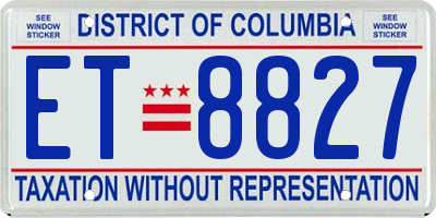 DC license plate ET8827