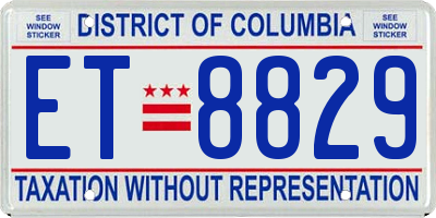 DC license plate ET8829