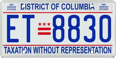 DC license plate ET8830