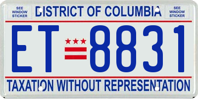 DC license plate ET8831