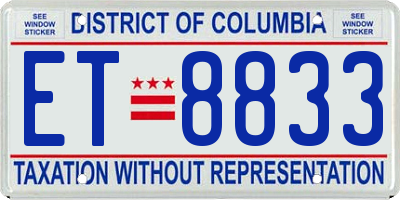 DC license plate ET8833