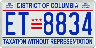 DC license plate ET8834