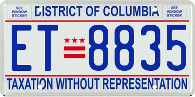 DC license plate ET8835