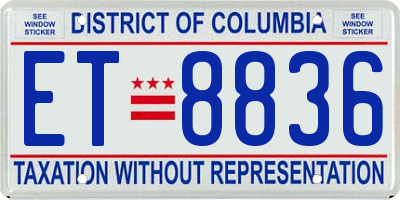 DC license plate ET8836