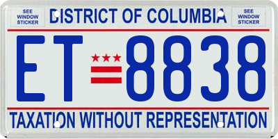 DC license plate ET8838