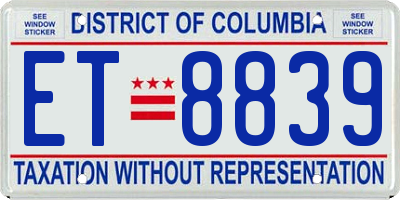 DC license plate ET8839