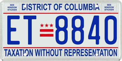 DC license plate ET8840
