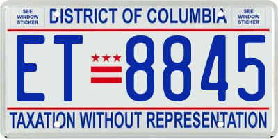 DC license plate ET8845