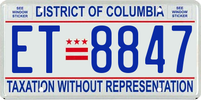 DC license plate ET8847