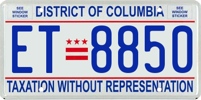DC license plate ET8850