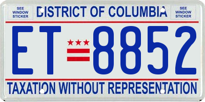 DC license plate ET8852