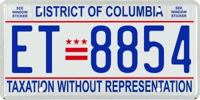 DC license plate ET8854